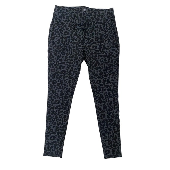 Ann Taylor Pants - Ann Taylor LOFT Womens Black & Grey Leopard Print Pull on Pants Petities Medium